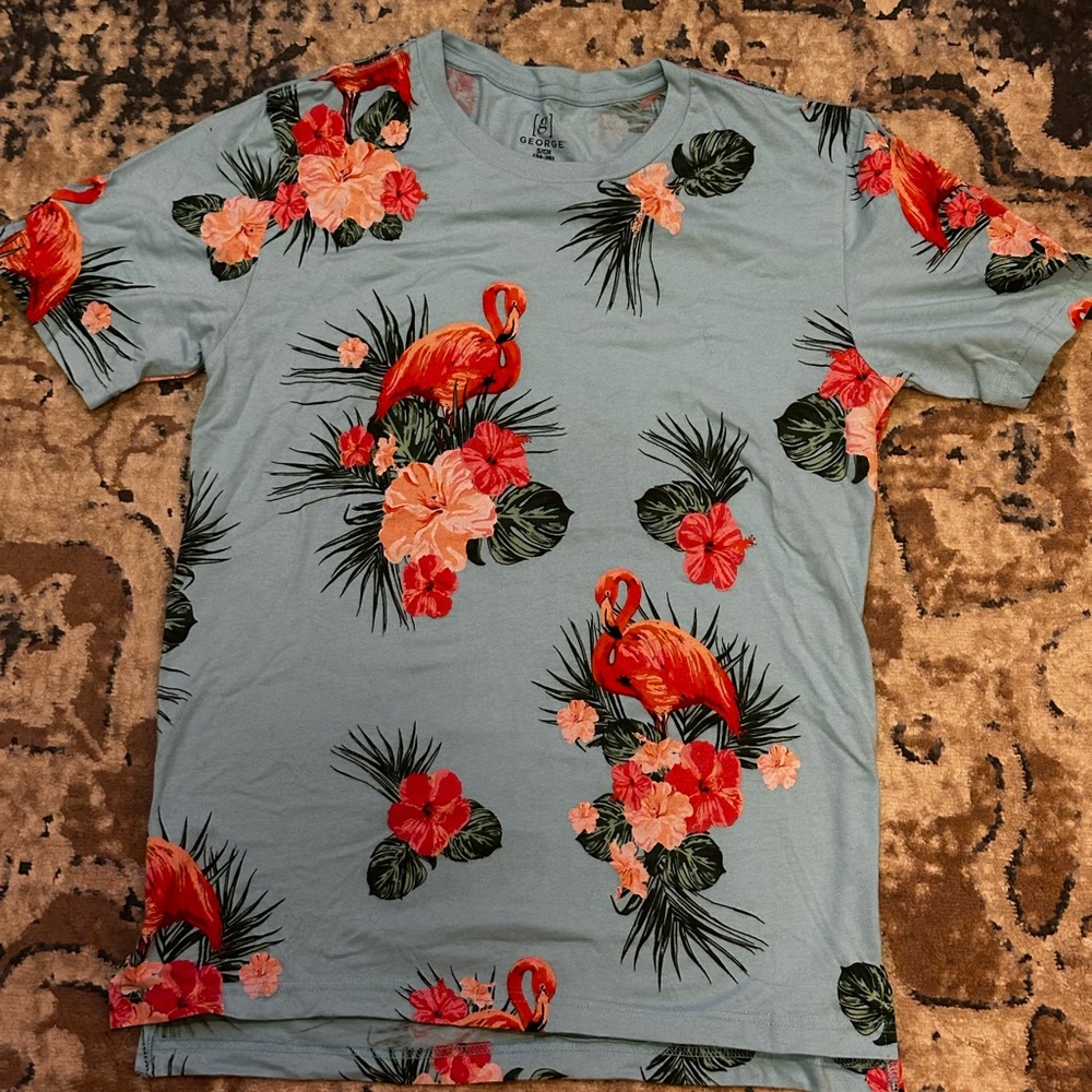 Floral Flamingo Print Short Sleeve Tee